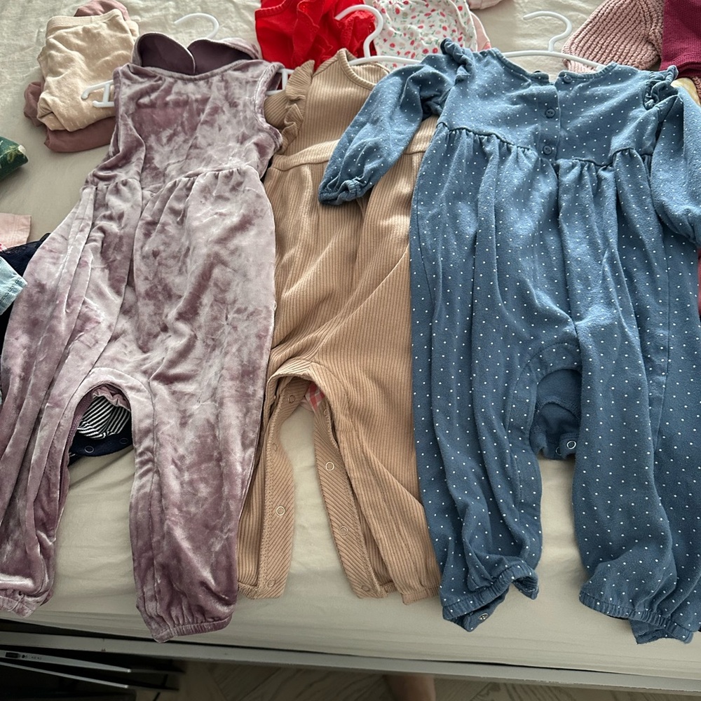 2 one piece out fit blue and brown